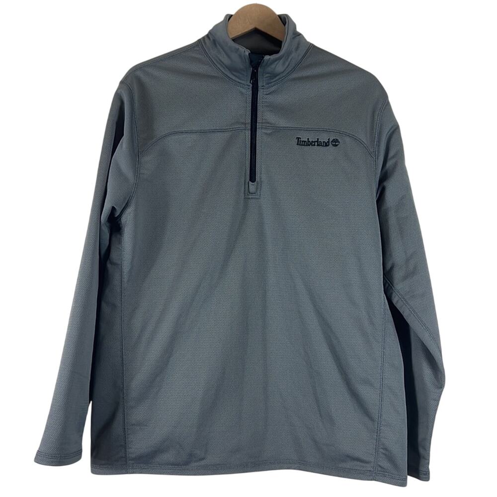 Timberland 1/4 Zip Pullover Mens M Gray Mock Neck Lightweight Gorpcore Basic
